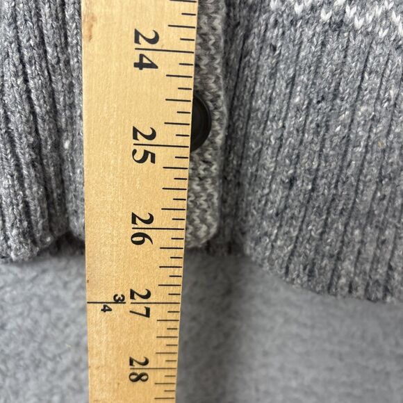 Eddie Bauer Women's Gray Wool-Blend Hooded Cardigan White Snowflake Fair Isle XL - Picture 6 of 7